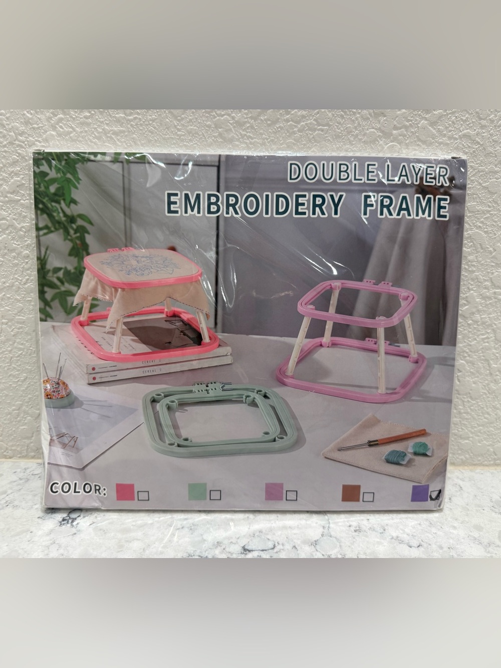 Double Layer Embroidery Frame Stand - Purple